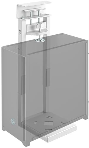 monTEK 30KG PC-Halterung unter Schreibtisch, Ohne Bohren montierbar | Heavy-Duty, Verstellbare Desktop PC Halterung mit Schutzpolstern, 41CM-65CM Höhe, für Büro, Zuhause, Klassenraum, Weiß