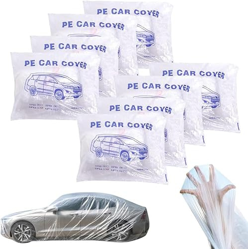 Disposable Clear Plastic Wrap for Cars, Waterproof Dustproof Protective Cover All Weather,Outdoor Snow/Rain Weather Protection (8PCS,7.5M*4.8M)