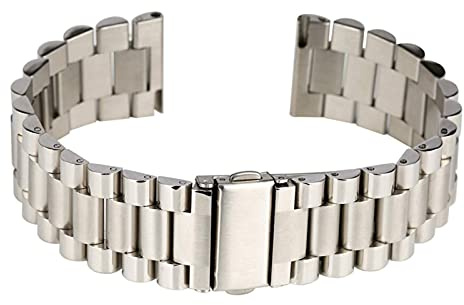 klockarmband, 20/22 mm vikarmband av metall i rostfritt stål med 2 par fjäderstång