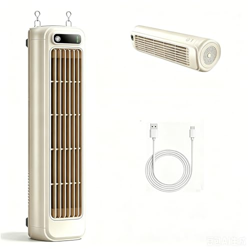 Enfriador de aire portátil, 3 ajustes de velocidad, flujo de aire circulante, funcionamiento silencioso, ahorro de energía, pantalla LCD, recargable por USB, montaje en pared sin perforación, para