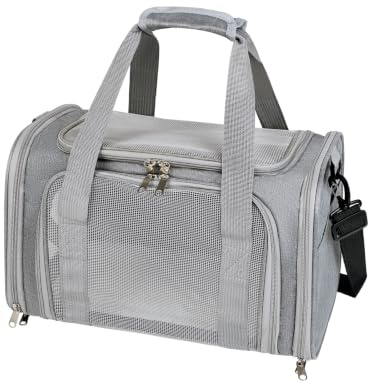 Pomodee Sac de Transport pour Chat et Chien jusqu'à 5,5 kg(Gris 40x25x25cm)
