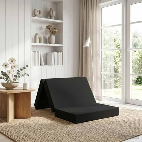 LoogCape Fällbar soffa, säng, 90 x 67 x 45 cm, svart, vikbar gästsäng med avtagbart överdrag, 2-i-1-funktion som soffa och madrass, inomhus