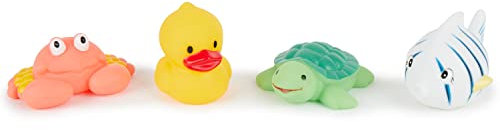 Bieco | Giochi bagnetto neonato | Set di 4 giochi per bagnetto | paperella di gomma paperelle bagnetto paperelle di gomma giochi da bagno per bambini giochi vasca da bagno bambini