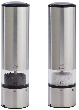Peugeot, set di 2 macinini Elis Sense in acciaio inox, 20 cm, con luce e sensore automatico