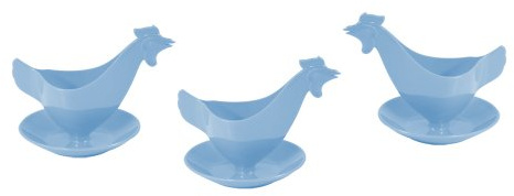Eierbecher Huhn in hellen Farben 3er Set hellblau, Hühnereierbecher