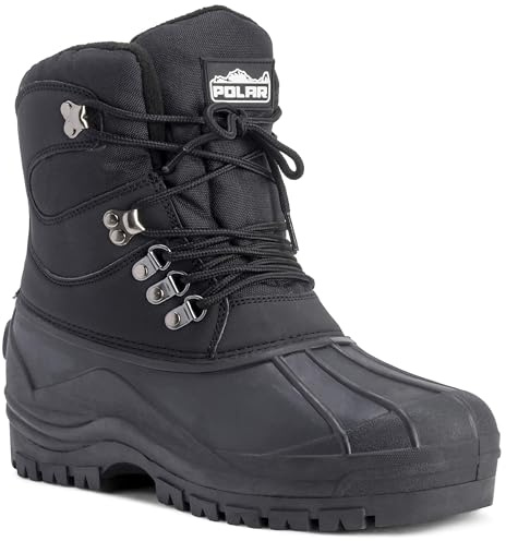 POLAR Mens Snow Waterproof Duck Hiking Bean Hiker Walking Short Ankle Boots - Black - US8/EU41 - YC0439