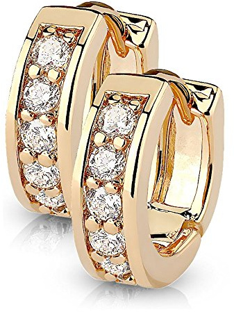 Bungsa Damen-Creolen Kristalle I Silber, Rosegold, Gold I hochwertige Creolen mit Kristallen für Frauen Edelstahl