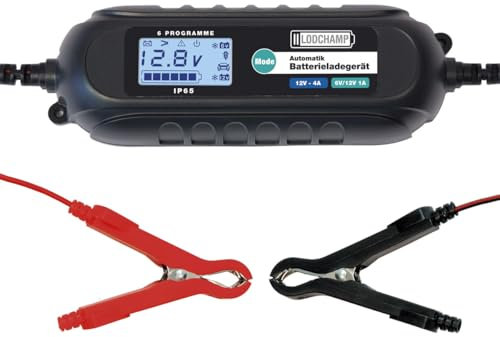 LODCHAMP, 4A Intelligentes Batterieladegerät, 6V/12V KFZ Ladegerät, Erhaltungsladegerät mit Desulfator und Polklemmen