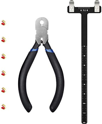 Zonon Bogen-Sehnen Nockpunktzange mit Sehnen-Nock-Set, T-förmiger Bogenwinkel-Messstab, Nock-Befestigungszange, Recurve-Bogen Turning Kit Bogenschießen (Schwarz)