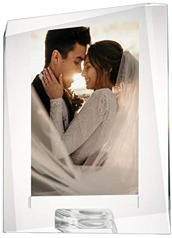 DONOUCLS Crystal Picture Frame, 4 x 6 Clear Photo Frames With Stand Tabletop, Gift Boxed Decorative for Anniversary, Birthday, Graduation, Wedding Picture or Family Photos, Home Decor
