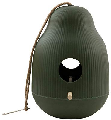 Point-Virgule Nido per uccelli, casetta per uccelli da appendere, in fibra di bambù, colore verde, diametro 18 cm, altezza 25 cm
