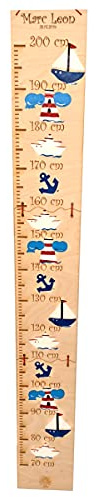 Messleiste Kinder Name Meßleiste Maßstab (Bis 200cm, 1 Kind (Skala links), Leuchtturm)