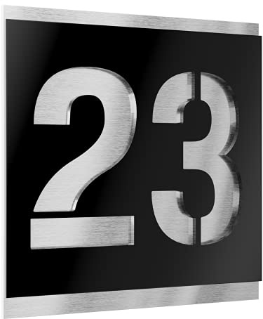 Graviers Design targhetta numero civico da esterno – 120x120 mm, nero, acciaio inox V2A (AISI 304), personalizzabile