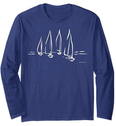 Sailboats on Open Water Nautical Theme Sailing Boating Long Sleeve T-Shirt