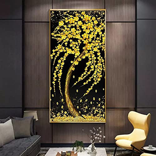 5D Diamant Painting Set Geldbaum,Komplettes DIY Diamant Gemälde Voller Bohrer,Groß Diamantmalerei Kreuzstich-Set für Erwachsene Kunst Basteln Leinwand für Home Wand-Decor40x80cm