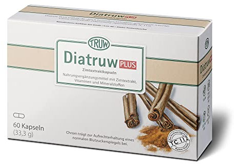 Diatruw Plus Zimtkapseln – Zimt und Chrom tragen zu einem normalen Blutzuckerspiegel bei, Zink, Vitamin C und Vitamin E