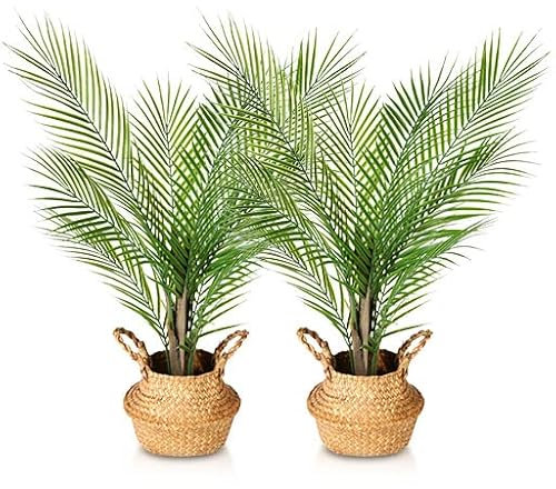 Kazeila Kunstpflanze Groß Areca Palme 80cm Künstliche Pflanzen Groß im Topf Kunstpalme Fake Pflanzen Plastik Pflanze Dekor(2Pack)