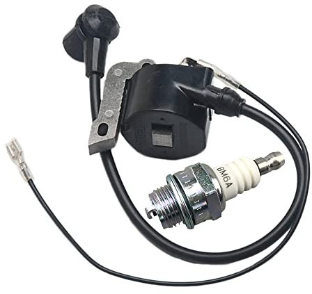 Realman 325030 503901201 544018301 587329501 Ignition Coil with BM6A Spark Plug for McCulloch Gas Chainsaw Pro Mac 543 Partner Grass Trimmer B405 B450C B450G Gas Chainsaw P543 S55