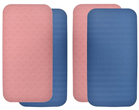 2 Stücke Kniekissen Yoga, Fitness Yoga Knieschützer Rutschfest Yogamatten TPE Knieschoner Matte Verschleißfesteschützt die Knie, Hände, Handgelenke und Ellbogen, 34 * 17 * 1 cm (Rosa & Dunkelblau)
