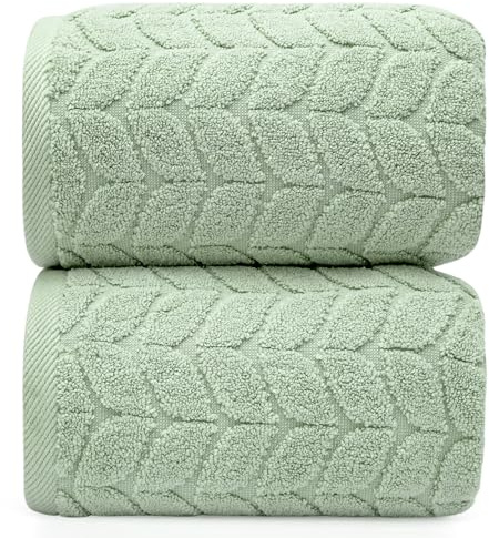 Alusa Home Ultra Soft & Stylish 700 GSM Luxury Bath Sheets | Pack of 2 | Extra Large 35x70 Inches | 100% Zero-Twist, Long-Staple Cotton | Remarkably Absorbent (Eucalyptus Green)