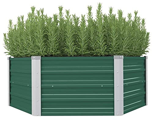Yolola Bancal alto redondo de metal, 129 x 129 x 46 cm, gran bancal alto de metal para jardín, protección contra caracoles, bancal elevado, bancal elevado, jardinera para jardín, plantas, hierbas de