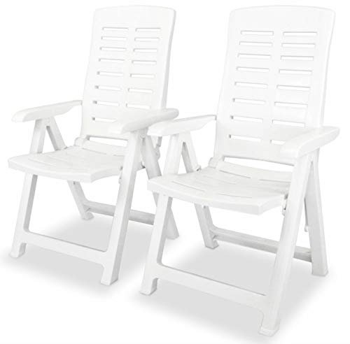Homgoday Verstellbare Gartenstühle 2 STK. Kunststoff Weiß Gartenmöbel Model43895