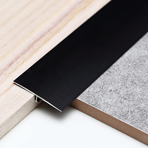 Trimold 3 Stück Aluminium-T-Formleisten, Zierleisten und Bodenübergangsleisten, flache Trennleiste für Türschwellen und Verbindungsböden von Laminatdielenfliesen (0,9 m x 4 cm, Mattschwarz)