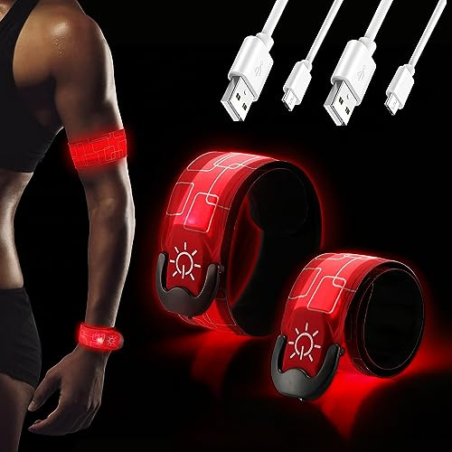 DazSpirit LED Armband, Reflective LED leucht Armbänder Lichtband | Band leuchtarmband Kinder Je nach Variante USB-aufladbar oder batteriebetrieben für Joggen Laufen Hundewandern Outdoor Sports