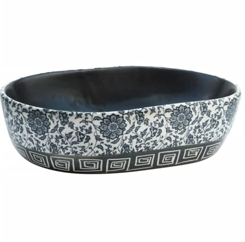 vidaXL Aufsatzwaschbecken Schwarz und Blau Oval 47x33x13 cm Keramik