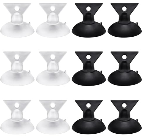 JTMKYO 12 Pieces Glass Suction Cup, Light Bulb Suction Cup, Gu10, Gz10 Light Bulb Remover Suction Cup Tool, Inverted Triangle Handle Suction Cup for Light Bulb Removal (Black, Transparent)