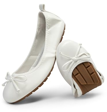 DREAM PAIRS Ballerine Pieghevoli Donna Eleganti,Bianco,36.5