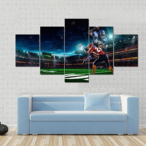 5-Teiliges Wandbild, American-Football-Spieler Kunstdruck Auf Leinwand 5 Aufeinanderfolgende Gemälde Hd Poster Kunst Wanddekoration Moderne Dekoration Für Wohnzimmer Zuhause Mit Rahmen 200 X 100 Cm
