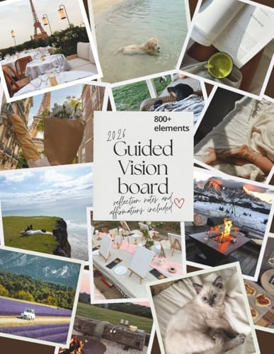 Vision Board Magazine Guided Book 800+ Pictures and Quotes for Vision Board Kit, Create Life Goals Collage Book, Affirmations Included