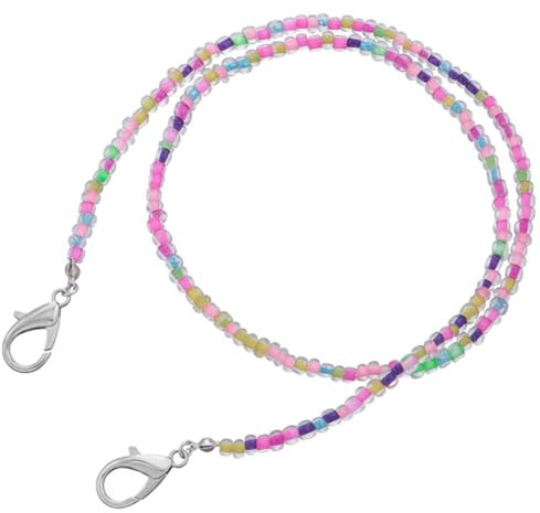 OLACD Einfache, wiederverwendbare Lesebrillen-Halter, Umhängeband, Metall, Schmuck, Perlen, Brillenkette, modisch, bunt, niedlich, mehrfarbig, One size