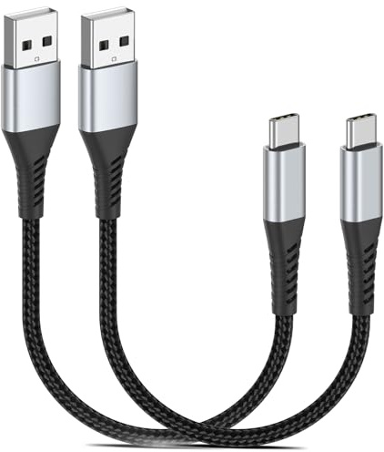 PEAKLIFT USB C Kabel Kurz 15CM 2 Stück, Nylon 0.15M USB A auf USB C Ladekabel 3A Typ C mit Samsung Galaxy S23 22 S21 S20 S10 S9 S8, Pixel, Huawei