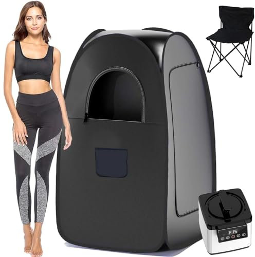 Portable Steam Sauna,Tragbare Sauna für Zuhause, Saunazelt Saunakasten mit 2.6L 15 Gang Einstellungen Dampfer, Fernbedienung, Klappstuhl, Generator Größere Heimsauna ( Color : 2.6L-71x 31.5x 31.5 )