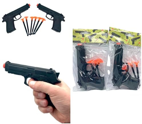 LG-Imports 2-stückige Pfeilpistole ~ Mit 6 Pfeilen ~ Schwarz ~ Kunststoff ~ 3+ Jahre ~ Kind ~ Unisex ~ Kindergeburtstag ~ Mitbringsel