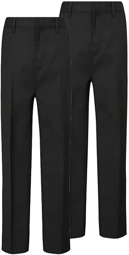 Trutex Basics Lot de 2 pantalons d'école noirs pour garçons (3 à 12 ans) - Pantalon d'école à jambe étroite pour garçon - Pantalon d'école intelligent et durable - Véritable uniforme scolaire, Noir ,