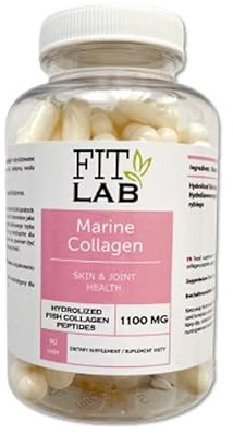 FITLAB Marine Collagen Kapseln, 1.100 mg Kollagen pro Kapsel, für gesunde Gelenke und schöne Haut, fester und glatter Teint, unterstützt die Kollagenproduktion