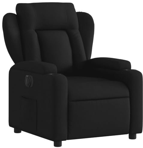 KOIECETA Massagesessel Relaxsessel Sessel mit Liegefunktion Elektrisch Fernsehsessel Liegesessel für Wohnzimmer Ruhesessel TV Sessel Polstersessel Schwarz Stoff