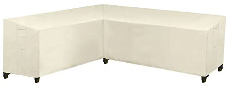 Abdeckung für Gartenmöbel, wasserdicht, L-Form, Ecksofabezug, 420D Oxford-Gewebe, Rattan, Terrassenmöbel, Schutzhülle, Allzweck-Staubschutz für den Außenbereich, Beige, 200 x 270 x 82 x 90 cm