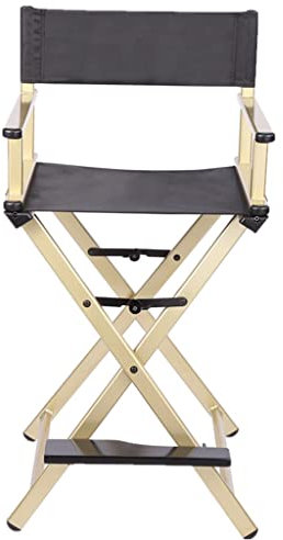 Professioneller Make-up-Stuhl, leicht, Aluminium, faltbar, Regiestuhl, tragbarer Beauty-Stuhl (Gold)