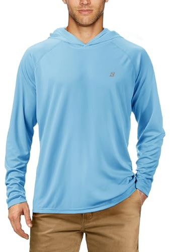 Roadbox Herren UPF 50+ Kapuzenpullover Shirt, UV Sonnenschutz Langarmshirt, Outdoor Wassersport Rashguards für Sommer Angeln