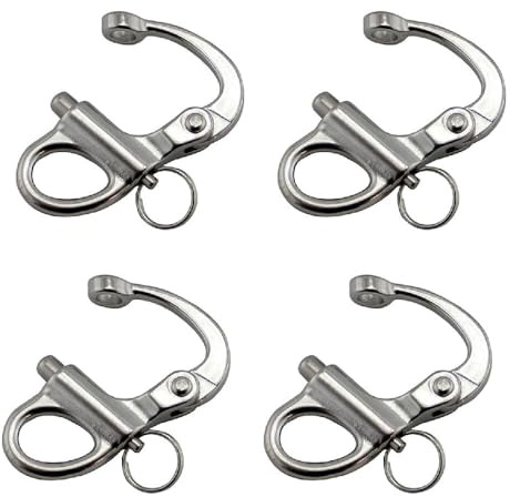 Eye Snap Schäkel, 35 mm Edelstahl, feste Bügel, Schnellspanner, Fester Schnappanker, Schäkel, Takelage für Segelboot, Halyard Marine Yacht Segeln, 4 Stück