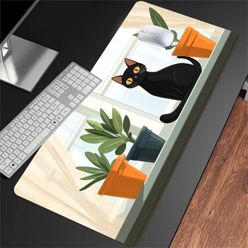 Alfombrilla de Ratón Grande 1200x600x3mm – Mouse Pad Gaming XXL - Mejorar la precisión y la Velocidad - Antideslizante Alfombrilla Escritorio - para Ratón y Teclado (Gato de Dibujos Animados)