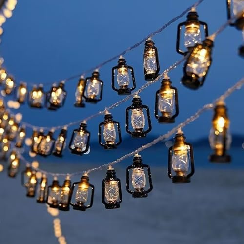 ENLACE Guirlande lumineuse à LED - 1,5 m - 10 lanternes - Fonctionne avec piles - Blanc chaud