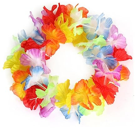 DEARMAMY 12 Stück Hawaii Blumenkopfkranz Leichtgewichtig Bunt Stirnband Haar Accessoire Für Luau Strandparty Und Dekoration