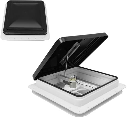 ROGONPDK Lucernario per roulotte, 42 x 42 cm, con finestra dello schermo, per camper e roulotte, trasparente, impermeabile, antipolvere, per camper, colore bianco e nero