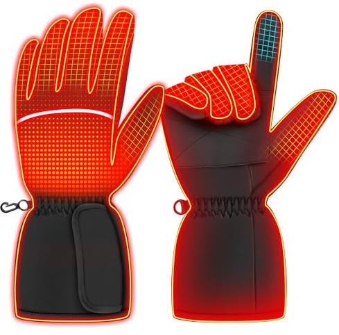 YBWLCLO Heated Gloves,Heated Gloves for Men Women,Touchscreen Waterproof Heating Gloves for Motorcycle, Cycling, Fishing,Hiking,Snowboarding Outdoor Winter Sport