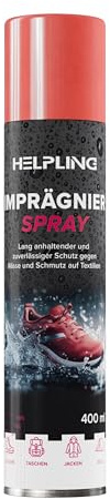 Helpling® Imprägnierspray Schuhe & Textilien 400ml – Lang anhaltender Schutz gegen Nässe & Schmutz – Atmungsaktive Imprägnierung für Jacken, Taschen & Hightech-Gewebe – Made in Germany